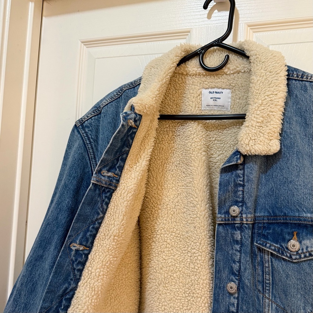 SOLD // Old Navy Blue Denim Jacket with Sherpa Lining